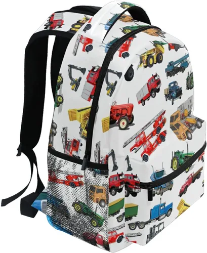 Vista 2 de Reciclaje de basura para camiones de basura mochila de tractor para niños y niñas, mochilas escolares para niños, bolsa de viaje, 041203, Lindo