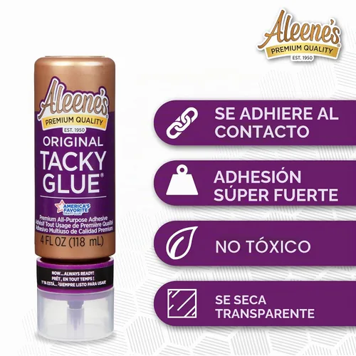 Vista 3 de Aleene's Pegamento pegajoso original para manualidades en botella siempre lista, no tóxico, se seca transparente, 4 onzas líquidas