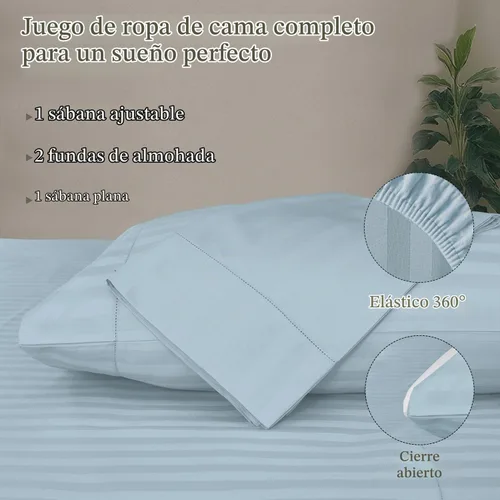 Vista 3 de Threadmill Juego de ropa de cama de algodón de lujo de 500 hilos tamaño Queen de 4 piezas, sábanas suaves y sedosas con bolsillo profundo elástico