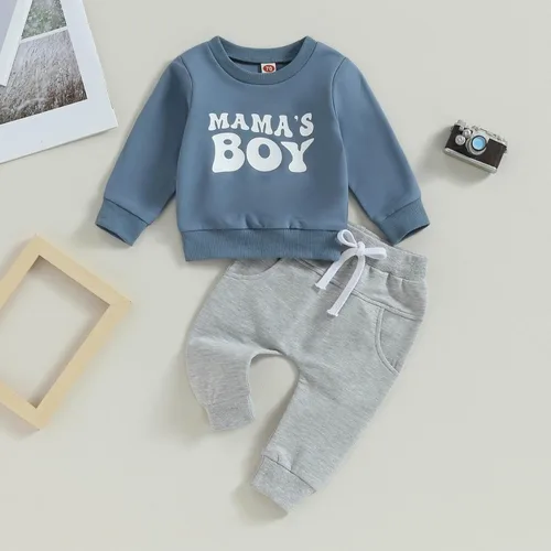 Vista 2 de Conjunto de sudadera con letras y pantalones deportivos para bebé recién nacido, para otoño e invierno