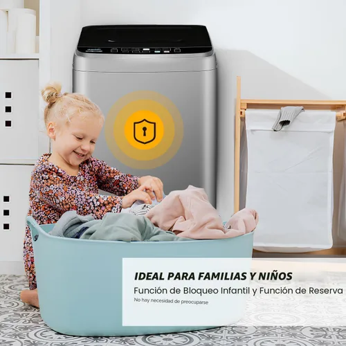 Vista 6 de Lavadora portátil, lavadora pequeña completamente automática de 17.7 libras para apartamento, 10 programas de lavado con manguera de drenaje