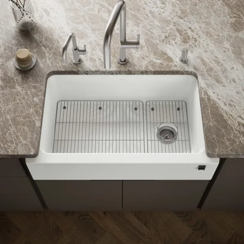 Vista 60 de Kohler K-8223-CM5 Cairn - Grifos para fregadero de cocina, color beige mate
