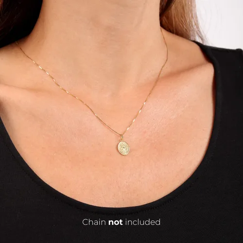 Vista 3 de forme di Lucchetta - pequeño dije colgante de medalla milagrosa de oro de 14 K - Fina joyería católica italiana - Dije para collar de la Bendita