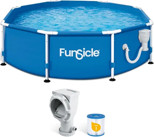 Vista 11 de Funsicle Actividad 8' x 30" Piscina redonda sobre el suelo, incluye bomba de filtro FiltraBoost 400 GPH con AutoSkimmer, cartucho de filtro tipo I