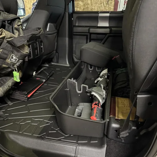 Vista 8 de WHALEMOTOR Almacenamiento debajo del asiento Compatible con Ford F150 (2015-2025) y Super Duty (2017-2025) SuperCrew/Crew Cab, Organizador de carga