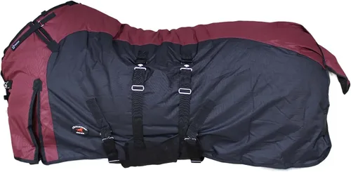 Vista 2 de CHALLENGER 1200D Horse Turnout Waterproof Heavy Weight Winter Blanket Borgoña/ Negro