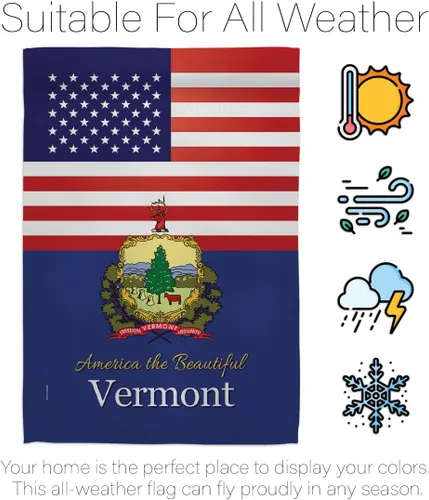Vista 6 de Americana Home & Garden US Vermont House Bandera Pack Estados Regionales Estados Americanos Territorios República País Particular Área Bordado