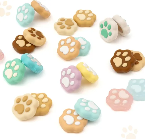 Vista 7 de GeekShare 4 tapas de agarre para pulgar en forma de pata de gato, cubierta de silicona suave compatible con SwitchOLEDSwitch Lite (Milk Tea Brown)