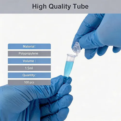 Vista 6 de 100 tubos de centrífuga de 0.1 fl oz inferior con tapa, tubo de ensayo de plástico transparente con viales graduados, tubos pequeños con tapas