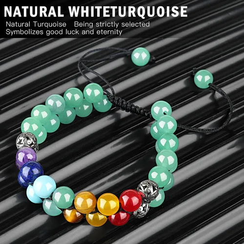 Vista 3 de Pulsera de triple protección, ojo de tigre malvado de ojo y obsidiana negra de 0.315 in, pulsera curativa para hombres y mujeres, pulsera curativa