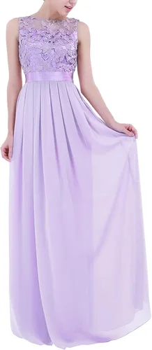 Vista 2 de Hularka Vestido largo de gasa de encaje floral para mujer