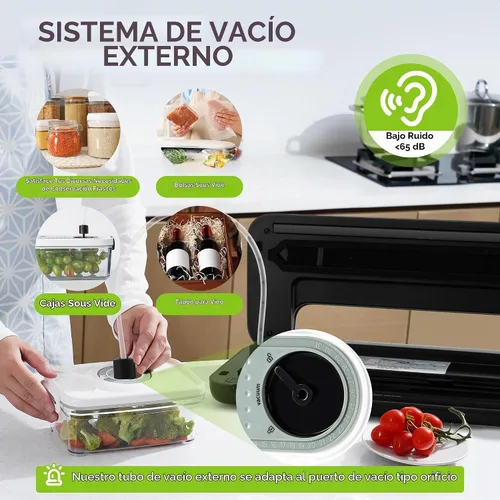 Vista 8 de 75KPa - Máquina selladora al vacío automática 6 en 1 Ahorro digital de alimentos con función de pulso Modos de alimentos secos y húmedos