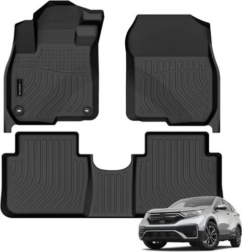 Vista 37 de Auxko Alfombrillas para todo tipo de clima, tapete de carga con respaldo para Honda Pilot 8 pasajeros 2016-2022, forros de elastómero termoplástico