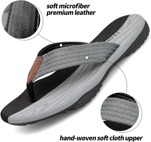 Vista 4 de MGGMOKAY Sandalias cómodas para hombre, con soporte de arco, sandalias casuales con correa en T para hombre, sandalias de verano para la playa