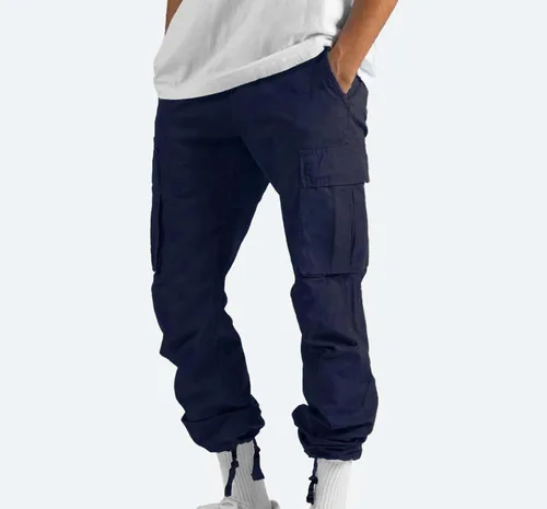 Vista 5 de Pantalones de carga para hombre, pantalones tácticos de senderismo, pantalones holgados de entrenamiento de pierna ancha, elásticos, pantalones