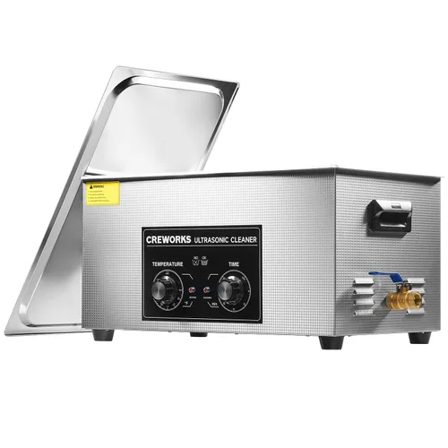 Vista 10 de CREWORKS Limpiador ultrasónico con calentador y temporizador, máquina de limpieza ultrasónica de acero inoxidable de 1/2 galón de 60 W, máquina