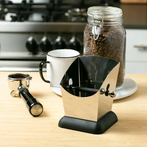 Vista 4 de RSVP Herramienta internacional de cocina de café expreso, uso doméstico y comercial, caja de golpeo, acero inoxidable
