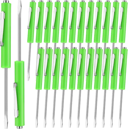 Vista 19 de Honoson 10 Piezas de Destornillador de Bolsillo Mini con Parte Superior y Clips de Bolsillo Magnéticos, Destornillador Pequeño Ranurado con Cabeza