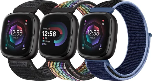 Vista 9 de Bcuckood Correa de nailon compatible con Fitbit Sense 2/Fitbit Sense/Fitbit Versa 4/Fitbit Versa 3 Bandas, para mujeres y hombres, correa de nailon