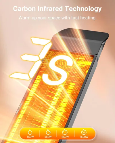 Vista 3 de Pasapair - Calentador eléctrico de patio - Calentador inteligente infrarrojo para interiores con temporizador de 24H y control por APP - Calentador