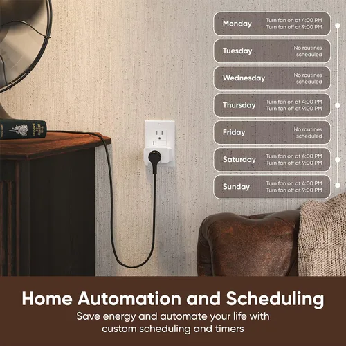 Vista 4 de Wyze Enchufe, enchufe inteligente WiFi de 2.4 GHz, compatible con Alexa, Google Assistant, IFTTT, no requiere concentrador, paquete de dos, blanco