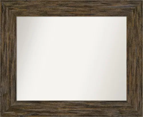 Vista 70 de Amanti Art Espejo personalizado, espejo de baño marrón Fencepost, espejo de pared o espejo de tocador de baño sobre el fregadero (27 x 27 pulgadas)