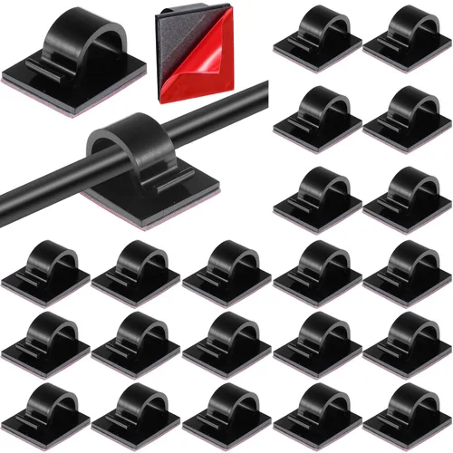 Vista 8 de Namalu 60 mini clips para cables, clips de luz de Navidad, ganchos de luz autoadhesivos, clips de cable para escritorio, luces de cadena al aire