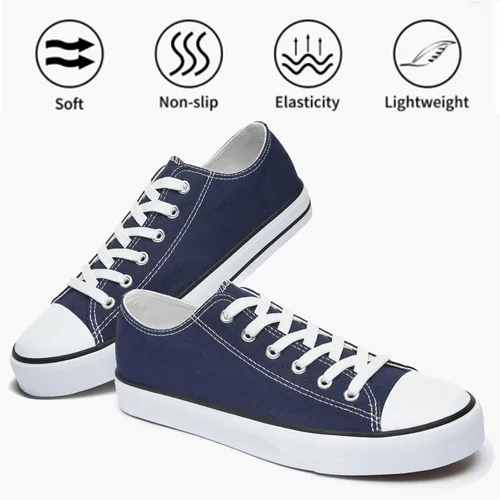 Vista 3 de yageyan Zapatos bajos de lona para hombre Zapatillas casuales clásicas Zapatos de moda en blanco y negro