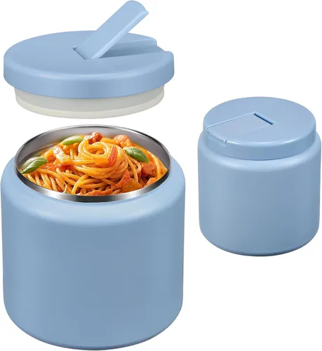 Vista 10 de Termo de sopa de 13.5 onzas para niños con tapa de hebilla, recipiente de comida aislado al vacío, boca ancha, a prueba de fugas, acero inoxidable