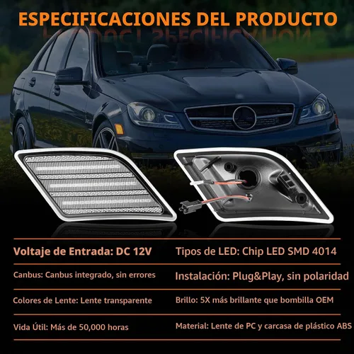 Vista 5 de POPMOTORZ Conjunto de luz de señalización de intermitencia lateral de parachoques delantero completo LED, kit de lámpara de señalización