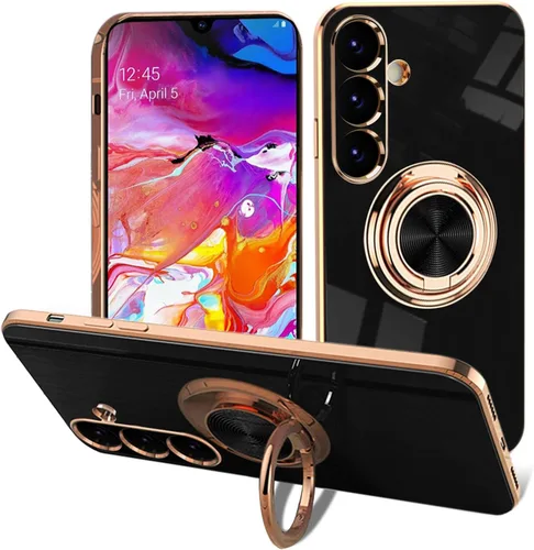 Vista 16 de EYZUTAK Caja magnética galvanizada del sostenedor del anillo para Samsung Galaxy S21 5G, 360 grados con la rotación del anillo del dedo del metal