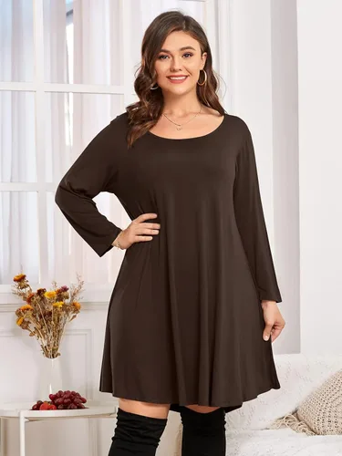 Vista 2 de BELAROI Vestido informal acampanado suelto de manga 34 para mujer