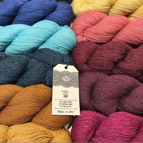 Vista 7 de Amano Awa - Hilo (3.5 onzas/328 yardas/madeja), hilo de mezcla de algodón de alpaca, hilo de punto suave para suéter, chal, bufanda, sombrero, #1115