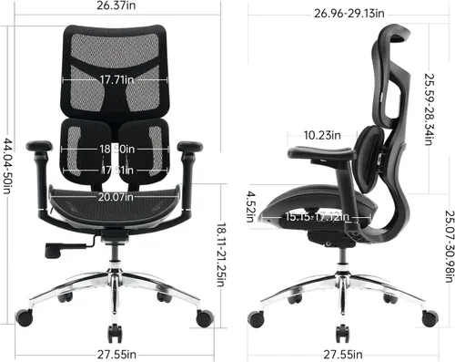 Vista 3 de SIHOO Doro S100 Ergonomic Office Chair - Dual Dynamic Lumbar Support, 4D Coordinated Armrests, 5-Level Adjustable Backrest, Recline Angle 135-degree