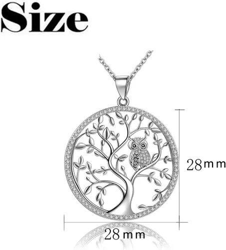 Vista 2 de Collar con colgante de árbol de la vida de plata de ley 925 con cadena de 18 pulgadas