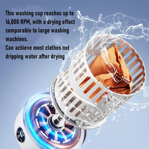 Vista 8 de Portable Washing Machine, Cordless Rechargeable 3L Underwear Compact Washer with LED Touchs Screen for Apartments Baby Clothes Socks