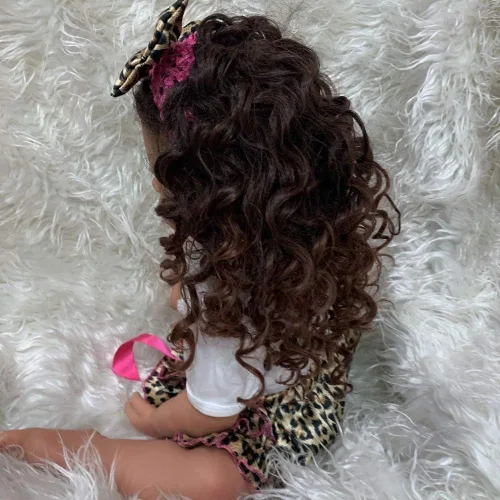 Vista 3 de Angelbaby Muñecas realistas de bebé recién nacidas afroamericanas de 22 pulgadas, de cuerpo completo, de silicona, con peso, lavables, recién