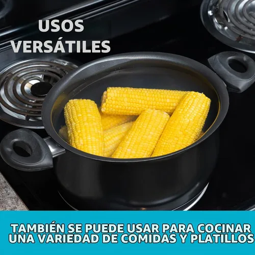 Vista 5 de Bialetti- 7265 Oval 5.5 cuarto de pasta olla con tapa de colador, antiadherente, 1, negro