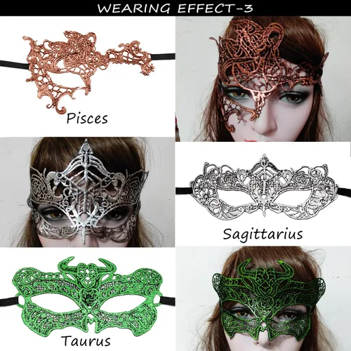 Vista 7 de 12 máscaras de encaje de constelaciones para mujer, sexy, para fiesta de baile, disfraz veneciano, 12