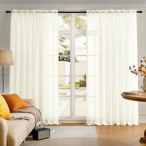 Vista 89 de MYSTIC-HOME Juego de cortinas de niveles transparentes blancas para cocina de 24 pulgadas de largo, tratamiento de cortinas para ventanas pequeñas
