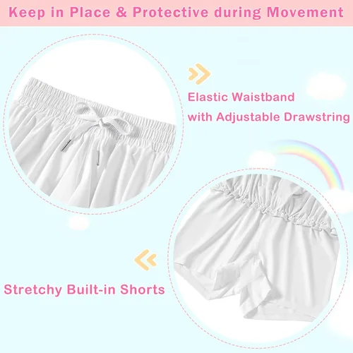 Vista 4 de Dancer queen Pantalones cortos holgados con cordón para niñas, pantalones cortos deportivos para correr, deportes, gimnasia para 6 a 12 años
