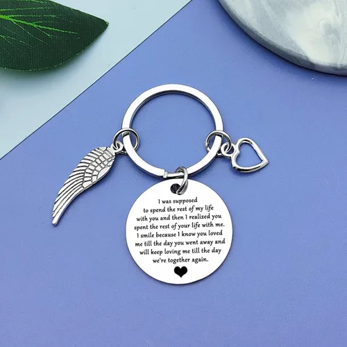 Vista 3 de Vadaka Regalo de condolencia en memoria del esposo, llavero conmemorativo para la pérdida de la esposa, llavero de recuerdo para la familia