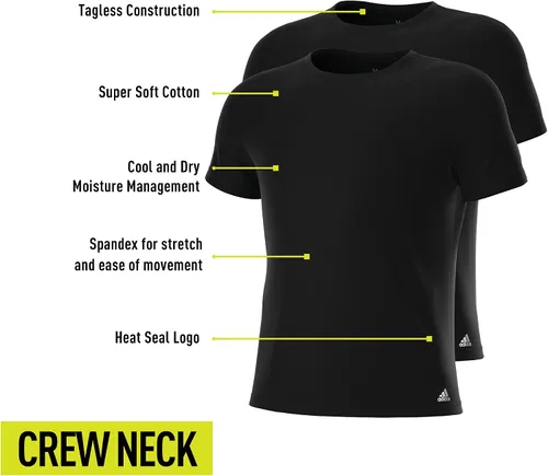 Vista 2 de adidas Men's Stretch Cotton Crew Neck Undershirts (2-Pack)