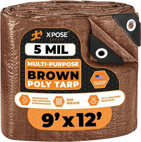 Vista 13 de Xpose Safety - Lona de polietileno ligera azul – Funda protectora multiusos, paño de goteo – duradero, impermeable, resistente a la intemperie