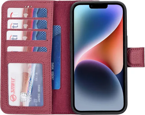 Vista 26 de HARDISTON Funda de piel auténtica hecha a mano compatible con iPhone 11 Pro de 5.8 pulgadas, funda magnética desmontable con tarjeteros - bordes