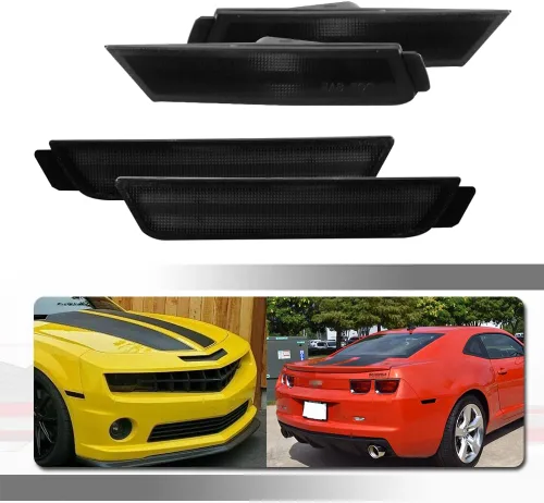 Vista 11 de Para 2010 2011 2012 2013 2014 2015 Chevrolet Camaro parachoques trasero y delantero lateral marcador carcasas 4 unids Carcasa ámbar+Carcasa roja