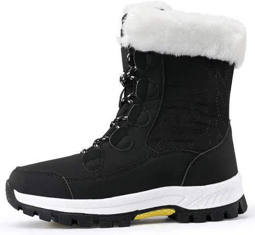 Vista 7 de COOJOY - Botas de nieve a media caña, peludas, e impermeables de mujer para el invierno