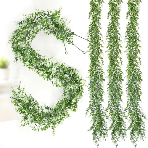 Vista 53 de RECUTMS - Guirnalda de plantas colgantes artificiales, 3 paquetes de White1
