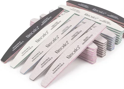 Vista 9 de 25 limas de uñas profesionales de media luna, grano 100/100 de doble cara, herramientas reutilizables para limar uñas naturales y acrílicas
