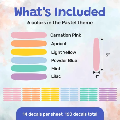 Vista 5 de LucyLews - Calcomanías de pared de confeti pastel, 160 gránulos extraíbles para guardería, habitación de niños y decoración de fiestas, acabado mate